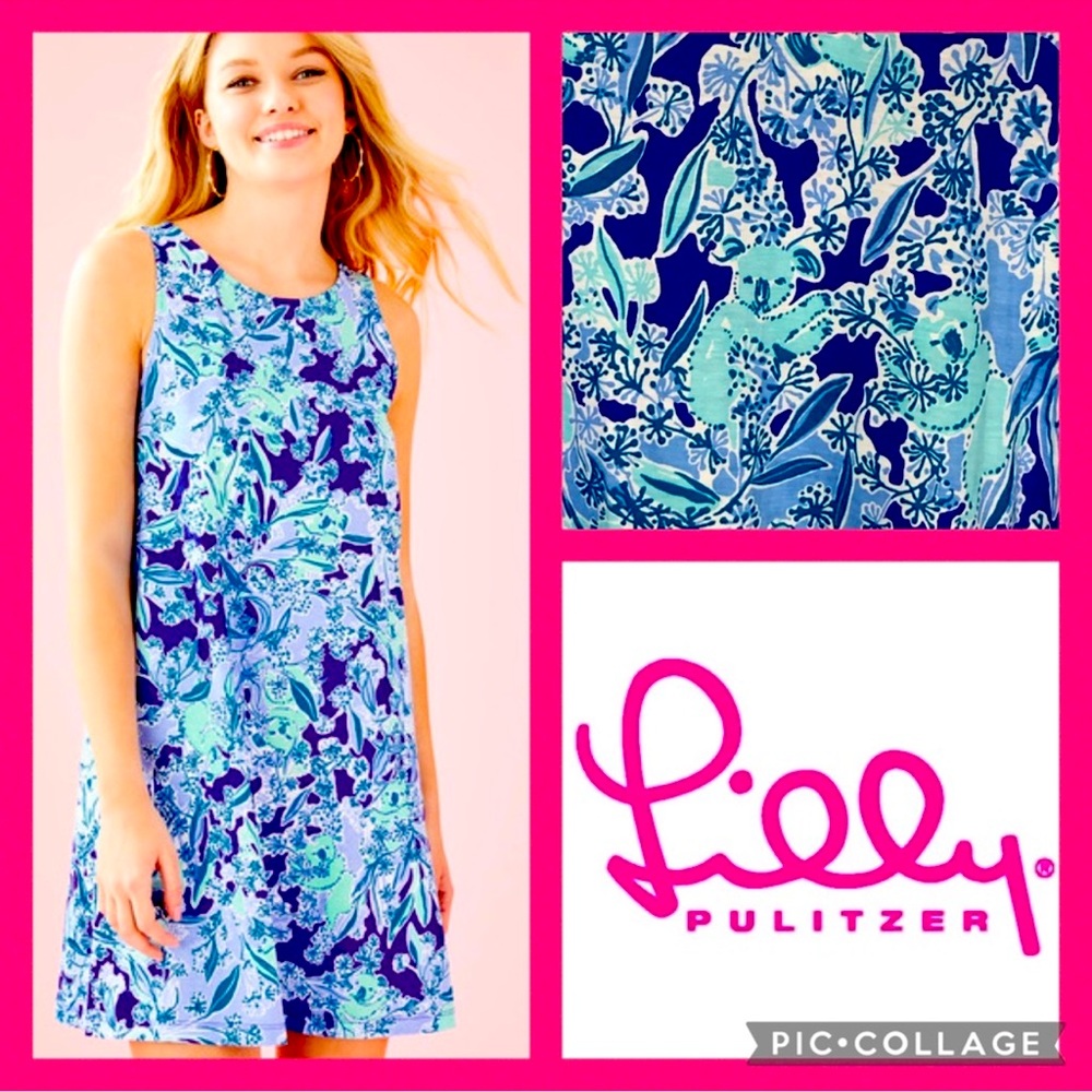 Lilly Pulitzer Blue and Green Floral Dress